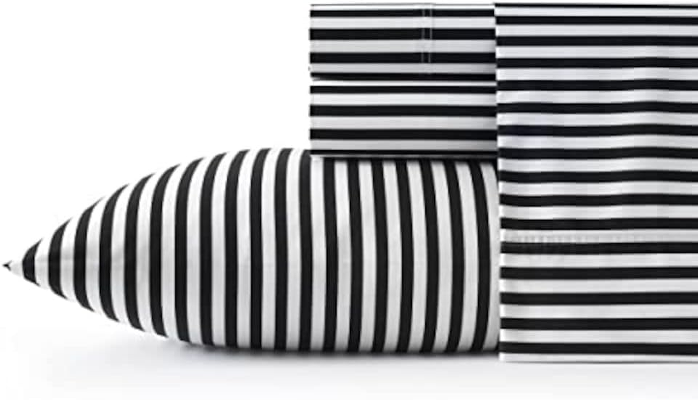 MARIMEKKO - Twin Sheets, Cotton Percale Bedding Set, Crisp & Cool Home Decor (AJO Black, Twin/Twin XL) image number 5