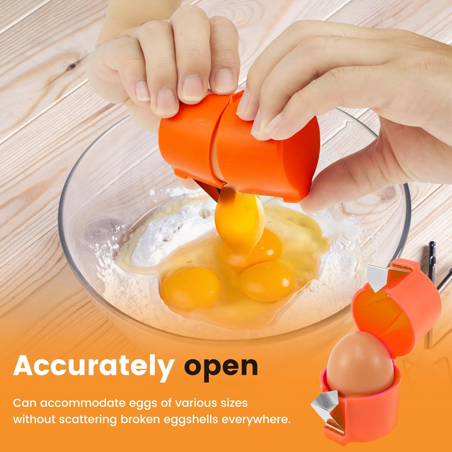 3PCS Egg Shell Opener, Handheld Egg Cracker Tool, Portable Egg Opener Tool, Egg Breaker for Raw Eggs, Effortless Egg Cracking Tool, Egg Slicer Egg Peeler Tool for Cooking Camping image number 2