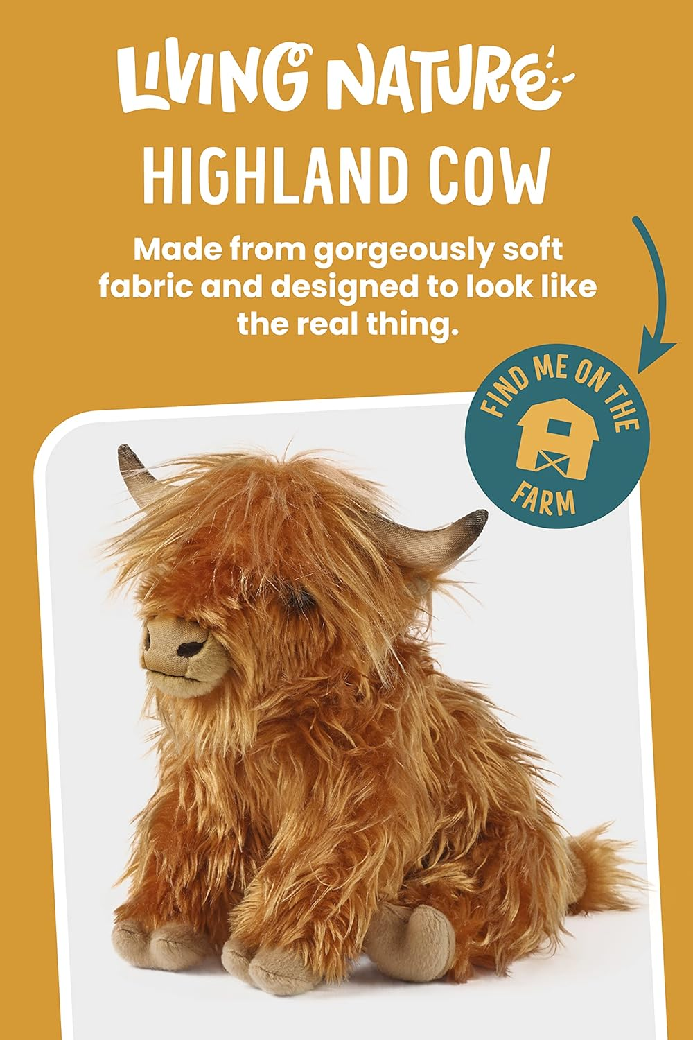 Living Nature Highland Cow Plush Toy with Sound, 30Cm, Realistic Farm Animal with Educational Fact Tags, Eco-Friendly and Cuddly, Ideal for Kids, Animal Lovers, and Home D&eacute;cor image number 1
