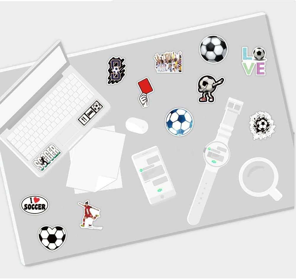 50PCS Soccer Stickers, Sports Football Waterproof Vinyl Stickers for Laptop Water Bottle Skateboard Guitar Computer Bumper Decals for Kids Girls Boys Adults (Sports Soccer) image number 2