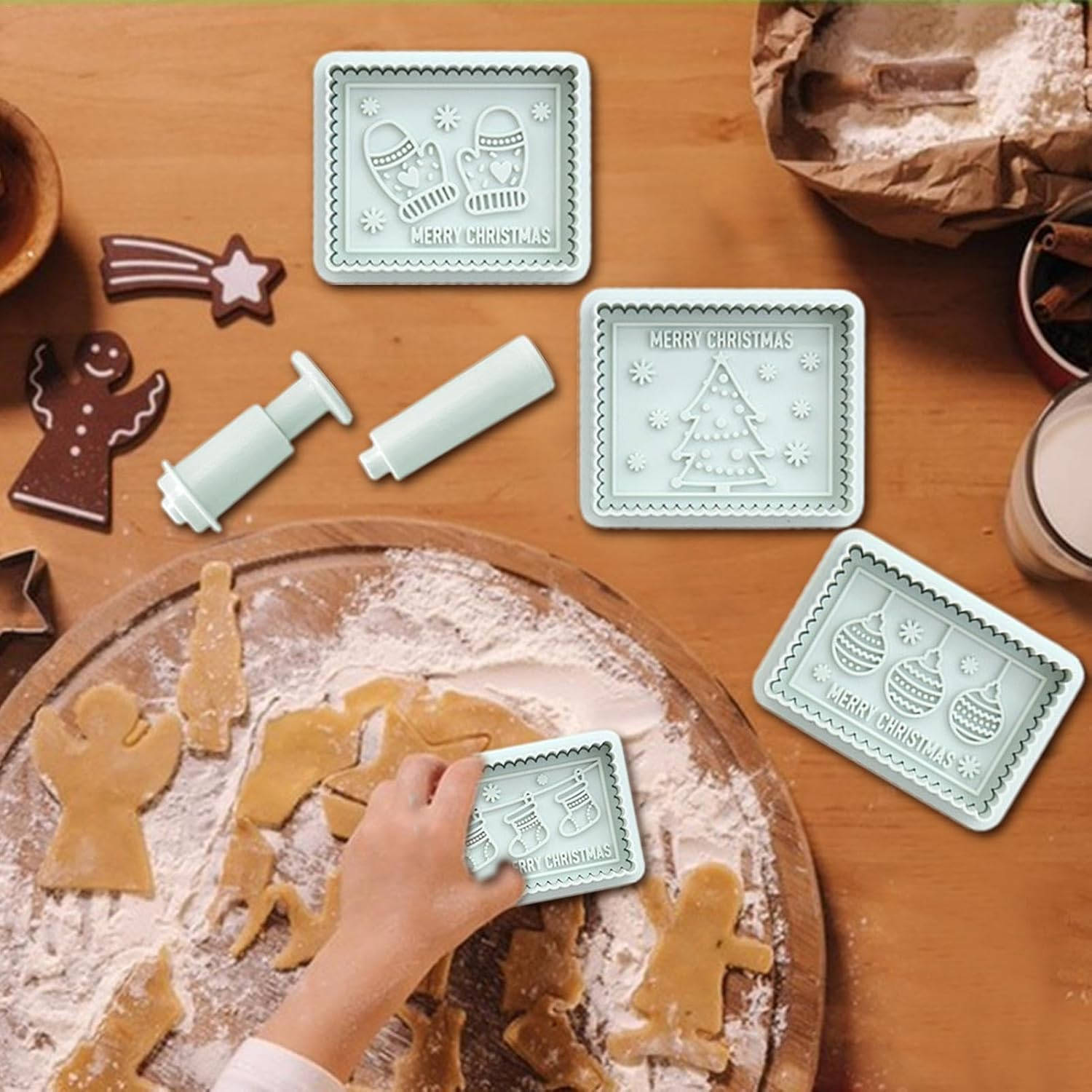 Cookie Stamps - Merry Christmas Stamp | Christmas Cookie Stamps | Chocolate Moulds | Christmas Cookie Mold Jam Chocolate Sandwich Cookie Mold for Baking Tool, Christmas Stamps