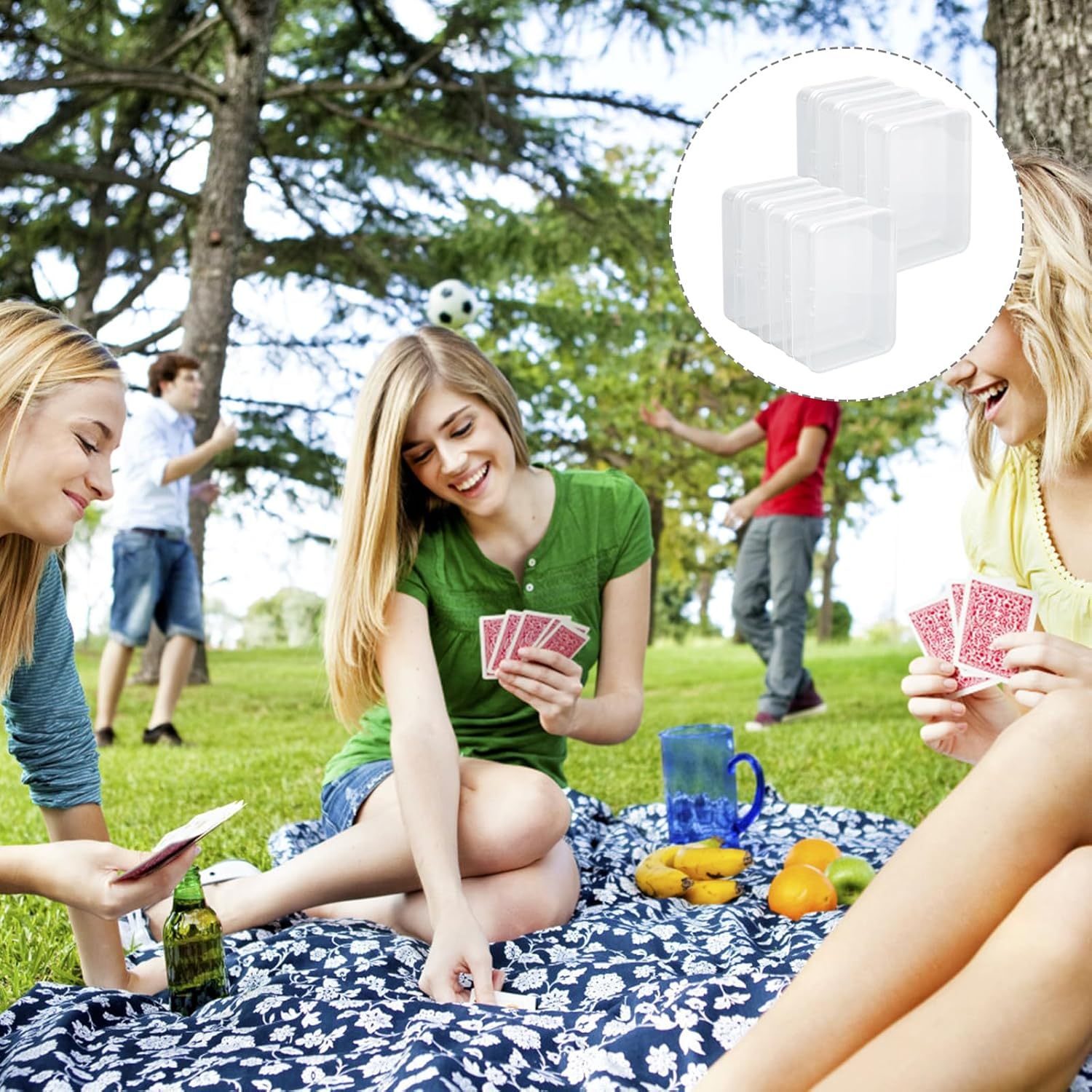 Playing Card Deck Box 8 Pieces Card Storage Organizer Plastic Storage Box, Clear Card Case for Playing Cards, Trading Card Storage Box Organizer Snap Closed, for Business Cards, Card Storage, Beads image number 4