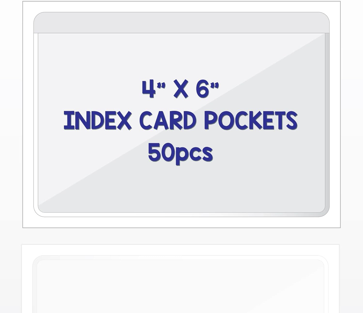 Clear Adhesive 4" X 6" Index Card Pockets with Top Open for Loading, 50 Pack, Plastic Labels Holders for Storage Bins and Library Card, Organizing and Protecting Your Index Cards or Photos image number 4