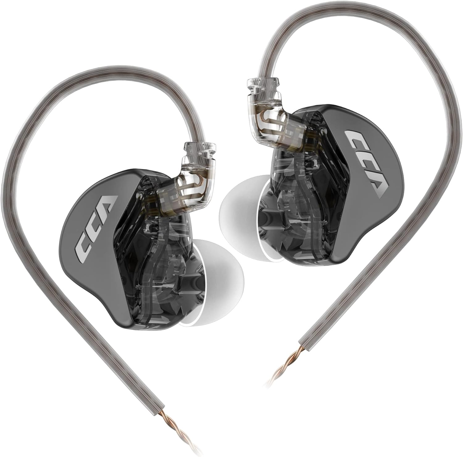 CCA CRA Ultra Thin Diaphragm Dynamic Driver IEM Headphones, Music Bass In-Ear Monitor with Cable, Detachable 2-Pin OFC Cable, Audiophile Singers(White, with Microphone)