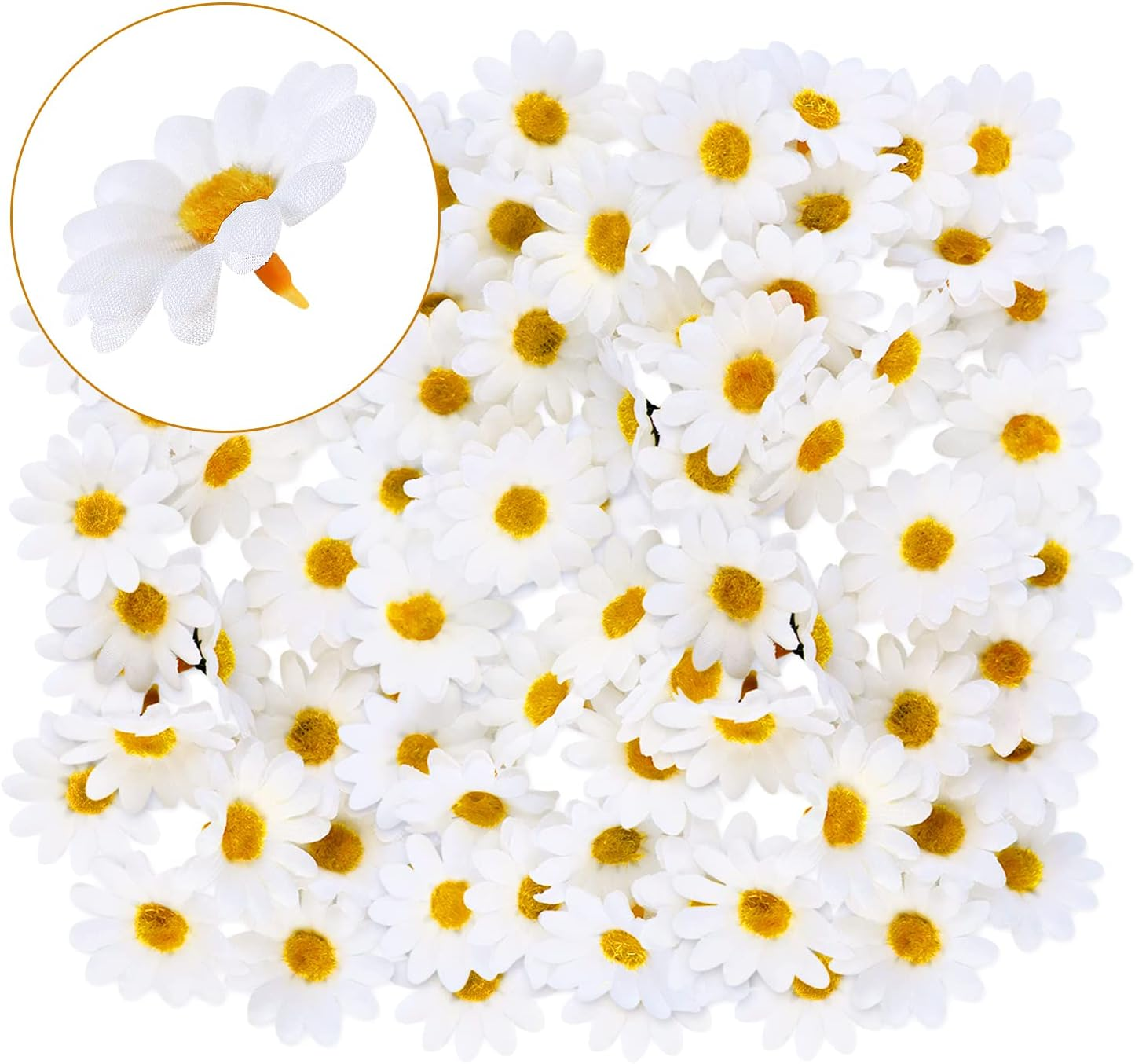 20PCS Daisy Cupcake Toppers Daisy Flower Cupcake Picks Flower Theme Spring Birthday Wedding Bridal Baby Shower Birthday Party Decoration Supplies White