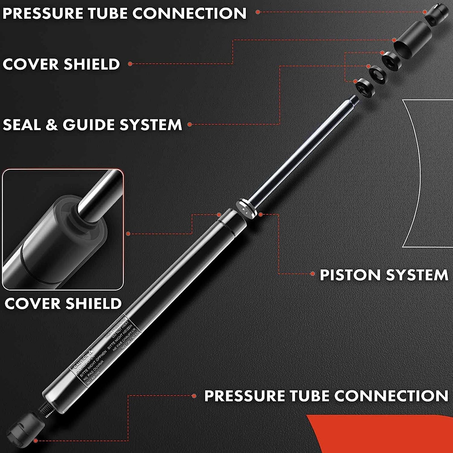 A-Premium Front Trunk Lift Support Shock Struts for Porsche 911 2012-2017 Boxster 2013-2015 Cayman 2014-2015 2-PC Set image number 4