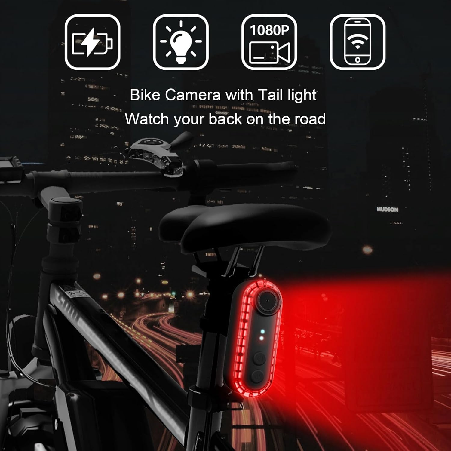 1080P Bike Rear View Camera, Tail Light, 6 Lighting Modes, Wide Angle Lens, 3500Mah Battery, Loop Recording, IPX6 for Mountain, Road Bike with APP, HD Stable Images image number 6