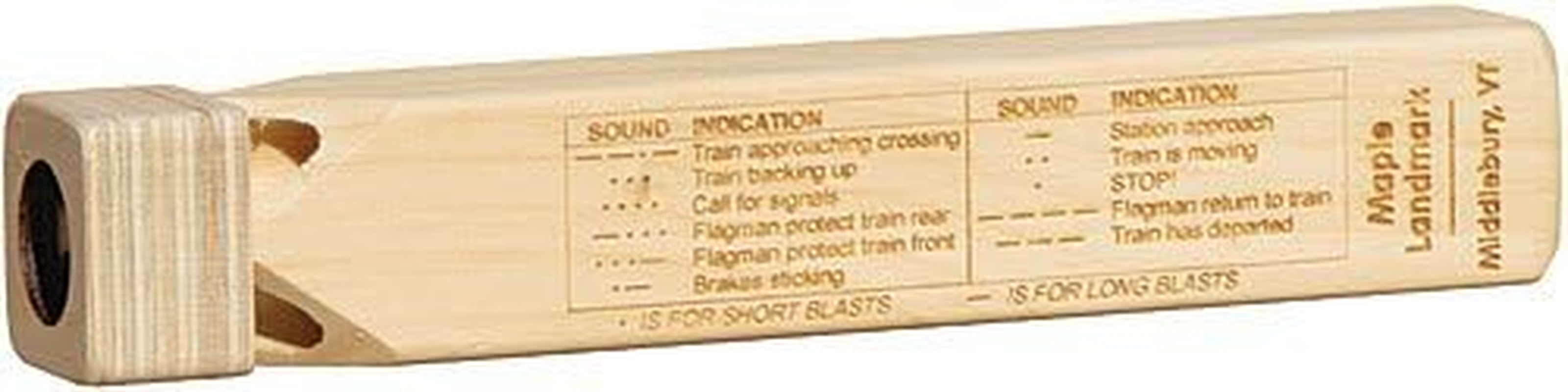 Wooden Train Whistle with Blast Chart - Made in USA image number 1