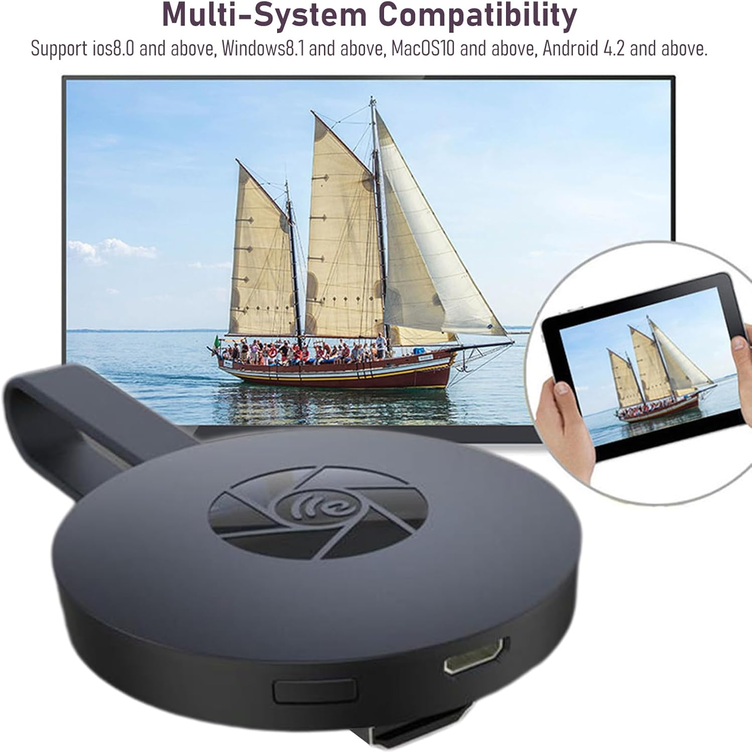 Wireless Display Dongle Adapter, 4K Wireless Display Adapter Streaming Media Video Sound File for Phone Tablet Laptop Projector Monitor image number 3