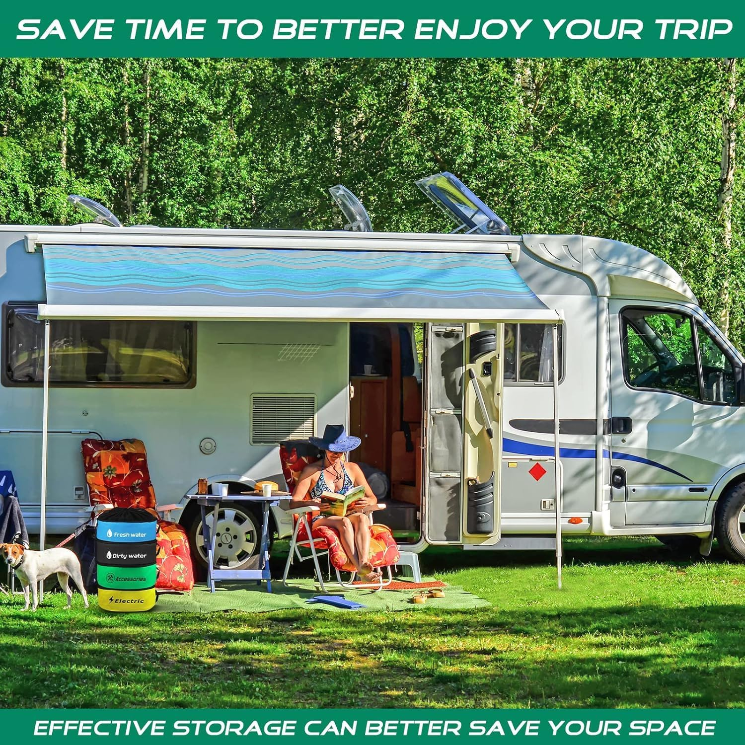 RV Hose Storage Bag of 4 Pack, Camper and RV Accessories Storage Bags, RV Utility Bag, Waterproof RV Hose Bag Storage for Sewer Hose, Waste Hose, Fresh Water Hose, Electrical Cords - 4 Color image number 6