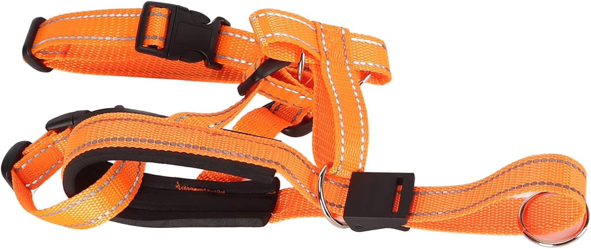 Dog Head Halter Muzzle, Padded Nose Bridge Breathable Orange Headcollar Dog Muzzle Adjustable Front Control Design for Walking (M) image number 2