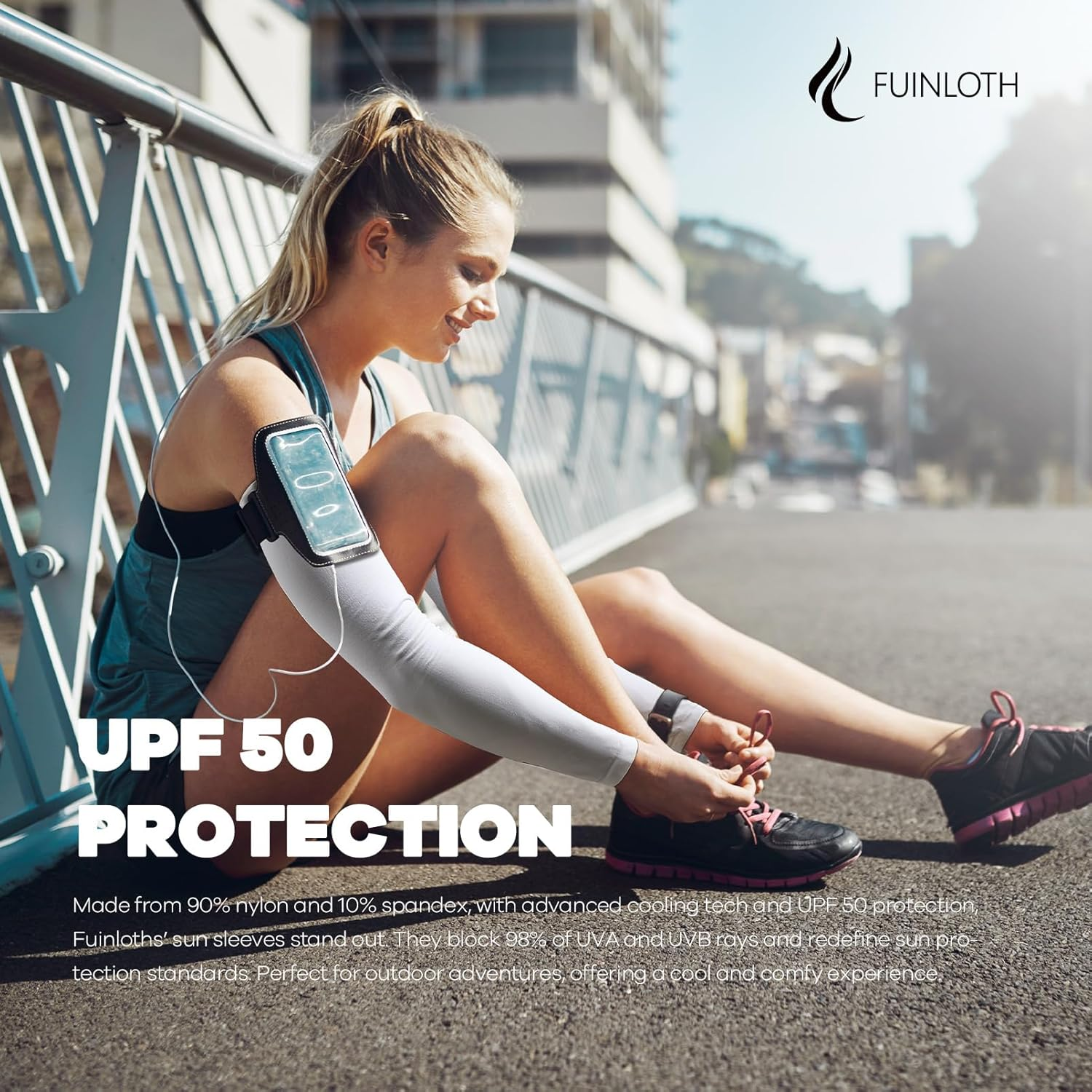 Fuinloth Arm Sleeves, Cooling UV Sun Protection Sports Gaming Compression for Men/Women image number 1