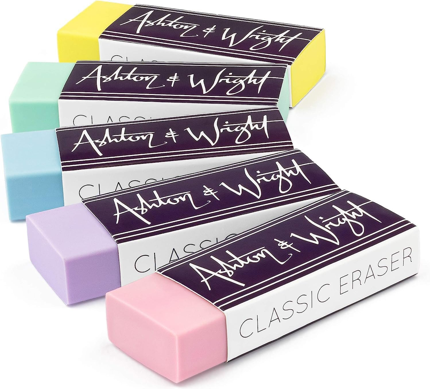 Ashton and Wright - Classic Eraser - Latex Free Plastic Rubber - Pack of 5 Midnight Tones