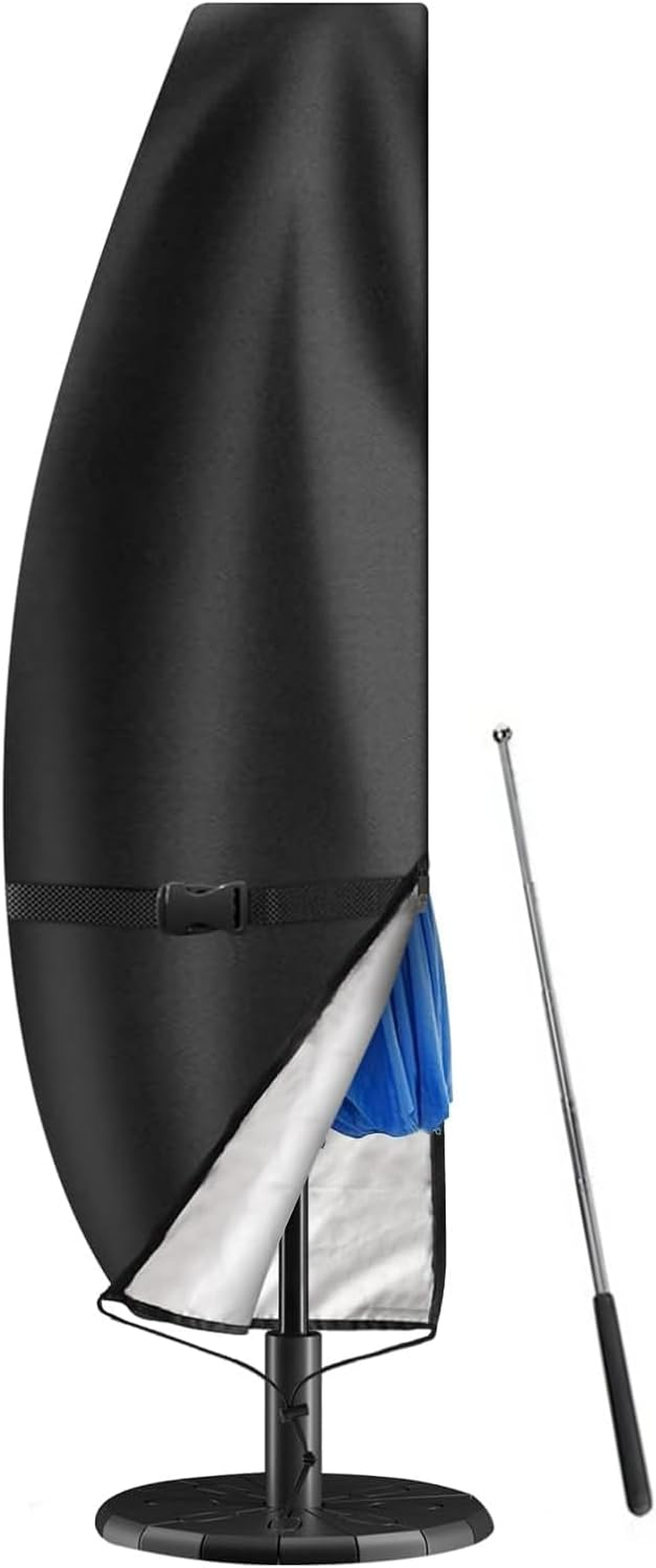 Umbrella Cover Waterproof Patio Offset Umbrella Cover Cantilever Outdoor Umbrellas Cover Parasol Covers with Zipper Fits for 8Ft to 12Ft Outdoor Umbrellas, Parasol Cover with Zip Shrink Drawstring image number 4