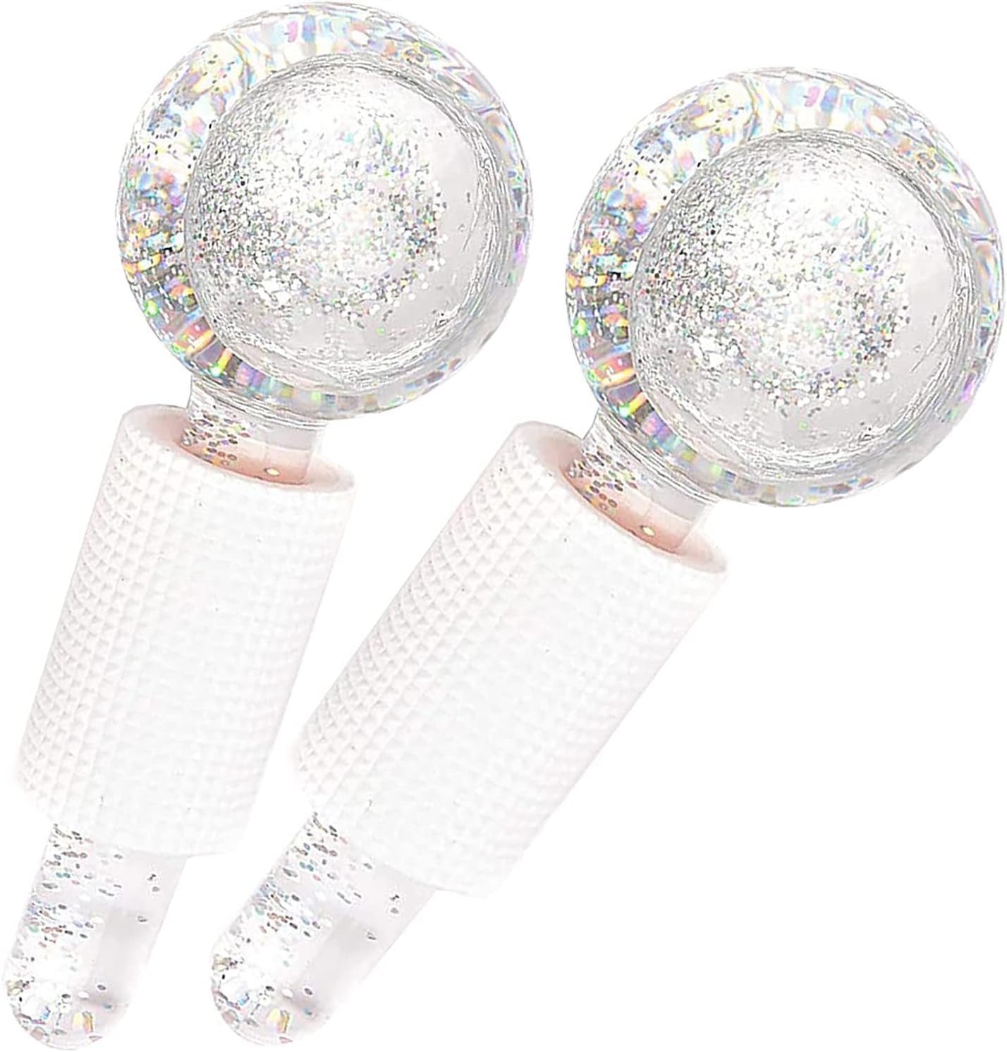 Ice Globes for Face - 2PCS Unbreakable Ice Roller for Face & Eyes, Skin Tightening & Anti-Aging&ndash;Perfect Ice Globes for Reduction of Puffiness & Wrinkles of Face, Neck & Eyes, Glitter White image number 5