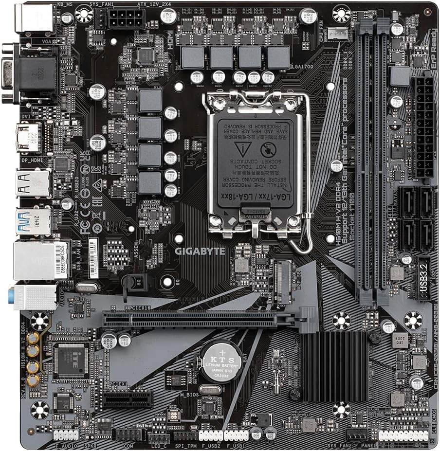 Gigabyte H610M H V2 DDR4 Motherboard - Supports Intel Core 14Th Cpus, 6+1+1 Hybrid Digital VRM, up to 3200Mhz DDR4 (OC), 1Xpcie 3.0 M.2, Gbe LAN, USB 3.2 Gen 1 image number 3