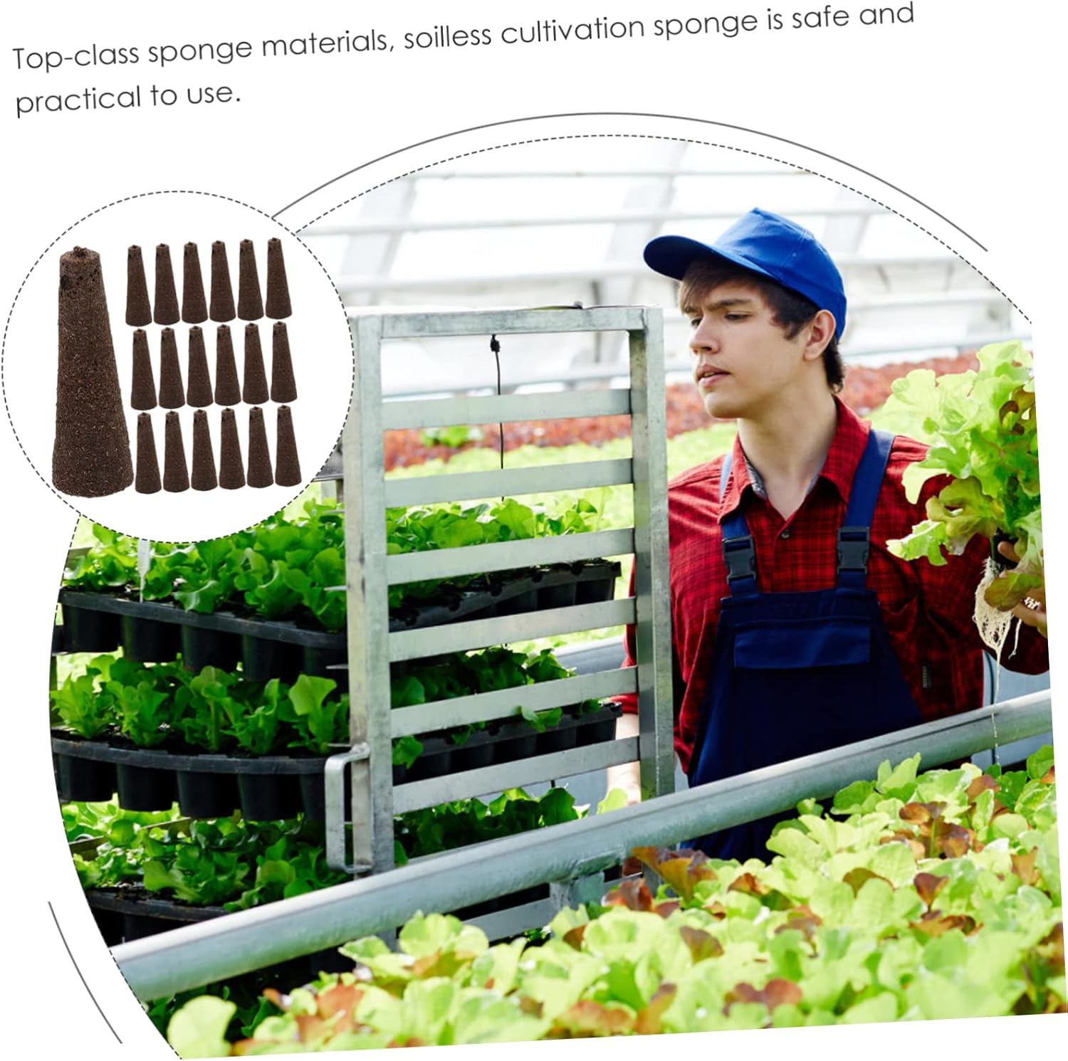 50Pcs Hydroponic Sponges Soilless Cultivation Planting Sponges for Root Growth Compatible with Smart Indoor Growers, Biochar Seed Starter Blocks for Balcony and Indoor Gardening image number 4