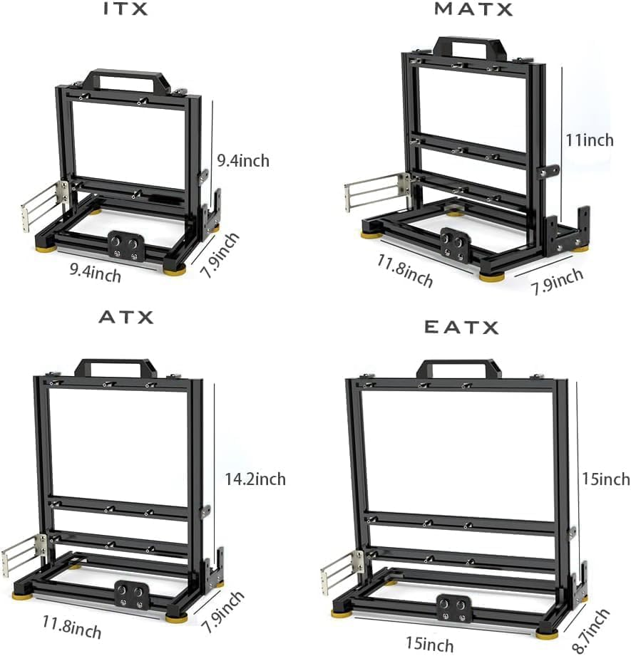 DIY Aluminium PC Open Case Computer Chassis Test Bench Support Water Cooling, ITX, MATX, ATX, EATX, Silvery