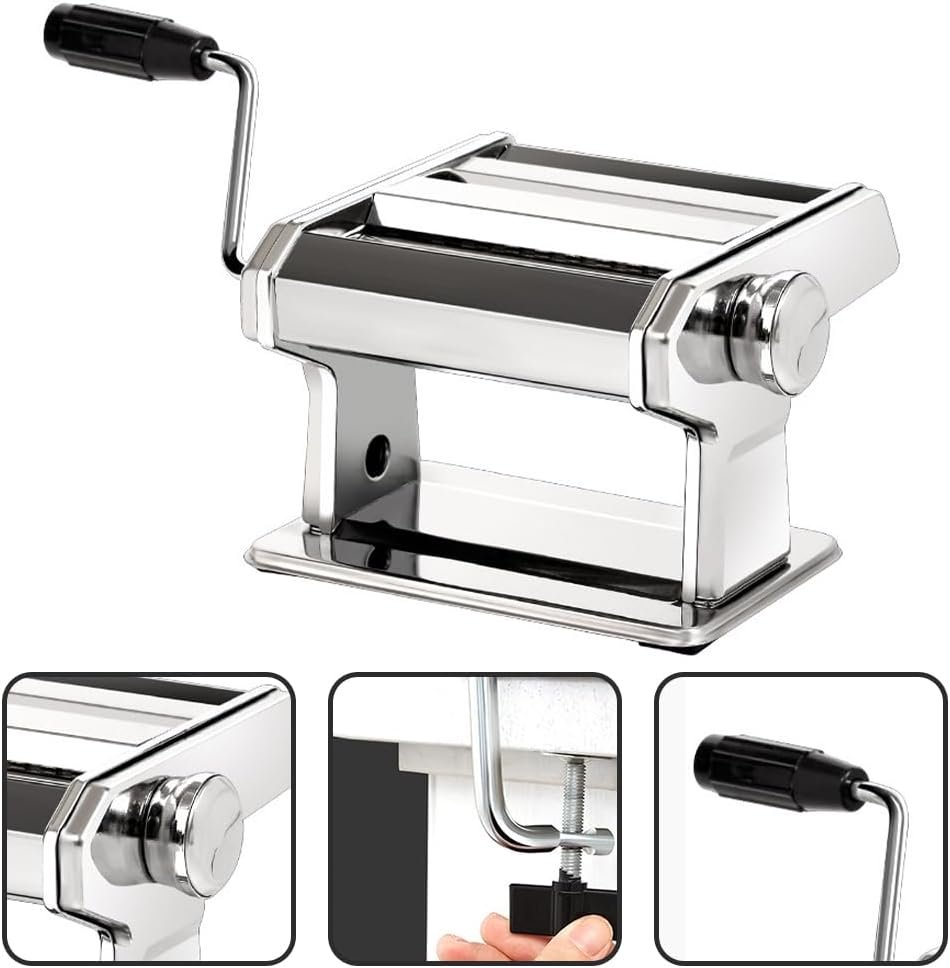 Noodle Making Machine,Pasta Maker,Hand Crank Noodles Maker, Pasta Roller,Rocker Press Sheeter,For Pasta, Dumpling Skin, Spaghetti, Fettuccine image number 2