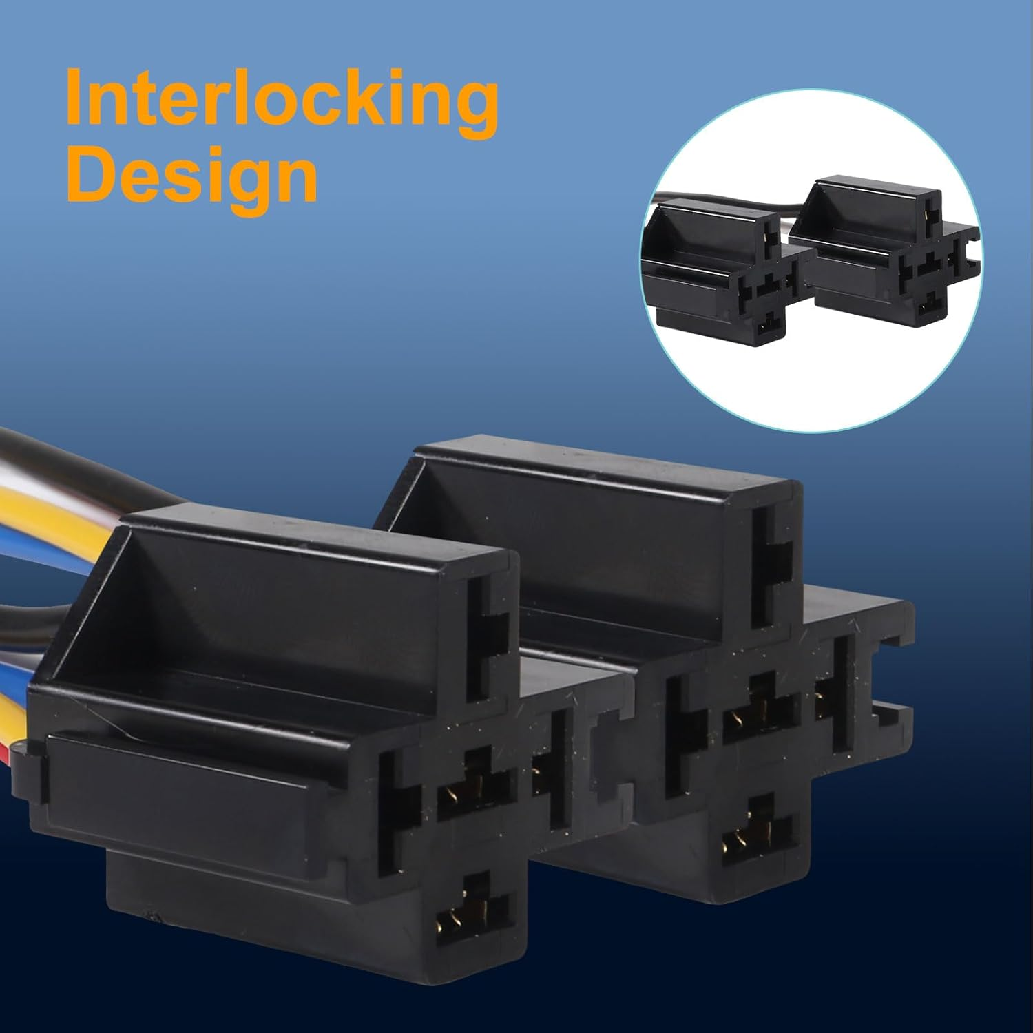 DIANN 5Pcs Car Relay with Harness 12V 40A 5 Pin SPST Harness Sockets with Color-Labeled Wires for Automotive Truck Van Motorcycle Boat image number 1