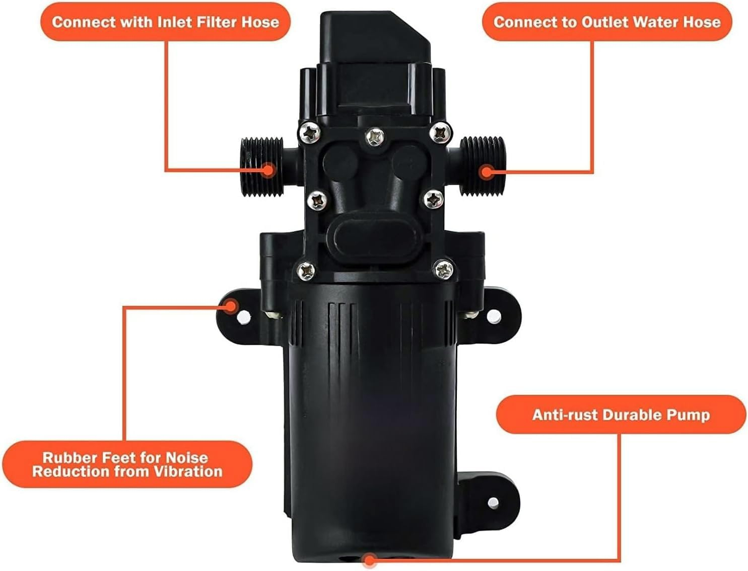 High Pressure Washer Gun, Portable Car Wash Kit, 12V 100W 100PSI Water Pump with Inlet & Outlet Hoses for Car Washing, Gardening, Cleaning, Pet Bathing image number 4