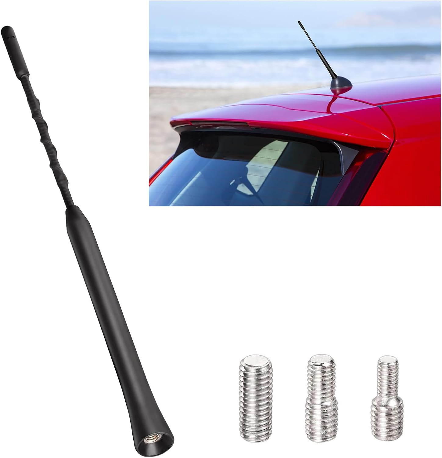 Universal Vehicle Roof Mount Flexible Rubber Car Antenna AM FM Antenna Car Roof Antenna Car 23Cm/9Inch Car Radio Antenna with M4 M5 M6 Threaded Adapter Suitable for Most Models Etc image number 1