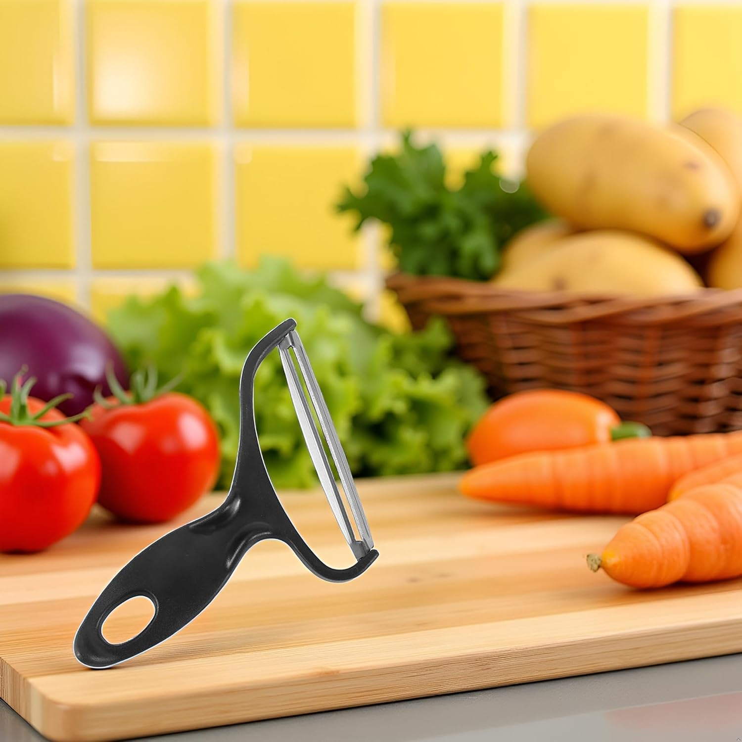 Black Vegetable Peeler Large Peelers for Kitchen, Y Wide Veggie Shredder for Cabbage Lettuce Julienne, Swivel Stainless Steel Blades Big Size Graters, Peelers and Slicers image number 6