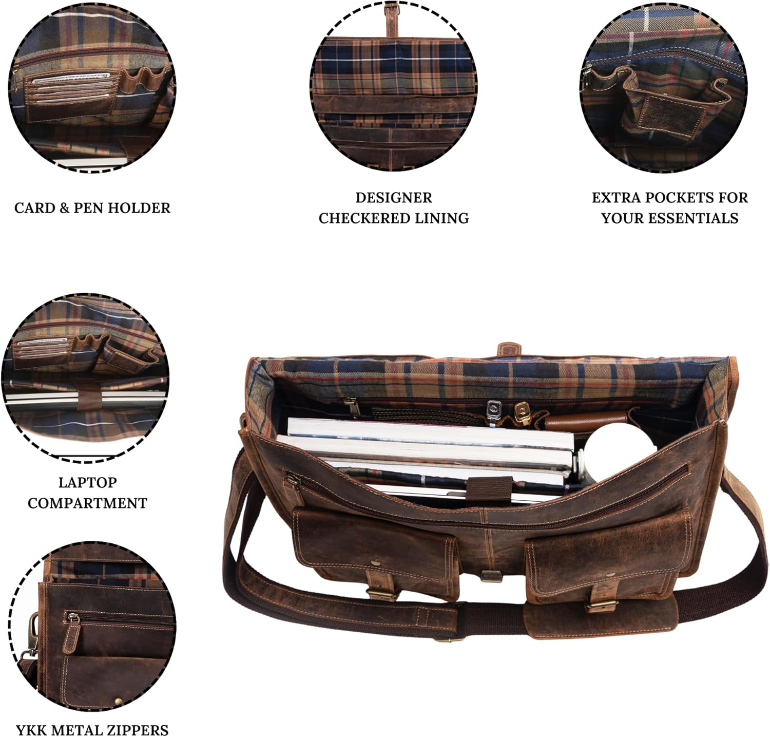 Leather Briefcase 18 Inch Laptop Messenger Bag for Men and Women Best Satchel Office Bag