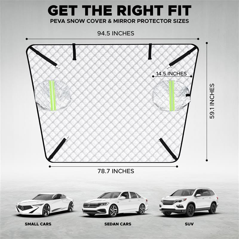 Econour Windshield Snow Cover with Side Mirror Cover | Four-Layer PEVA Protection from Snow, Ice, Frost | Windproof Snow Cover for Car | Snow Windshield Cover for All Weather Protection image number 6