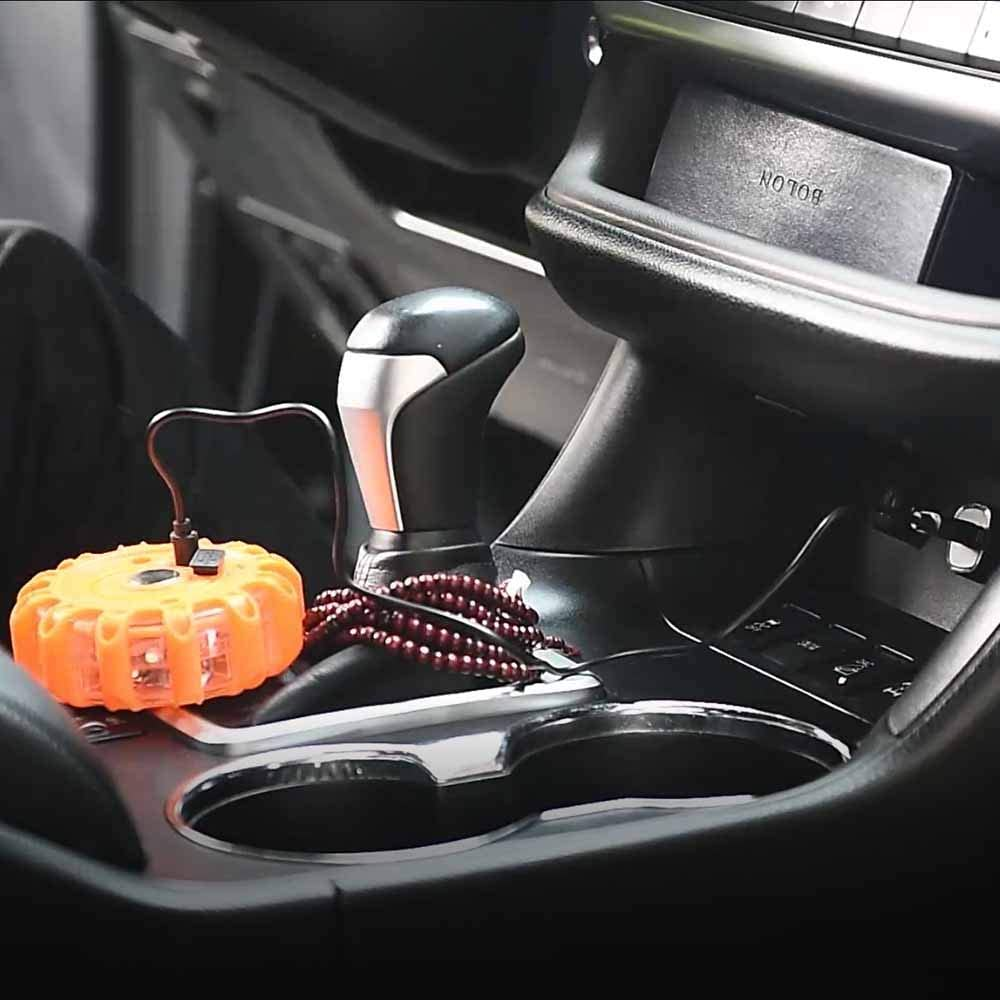 USB Rechargeable LED Road Flares Emergency Lights-Roadside Warning Car Safety Beacon Flashing Disc Flare Kit with Magnetic Base for Vehicles & Boat | 6 Pack