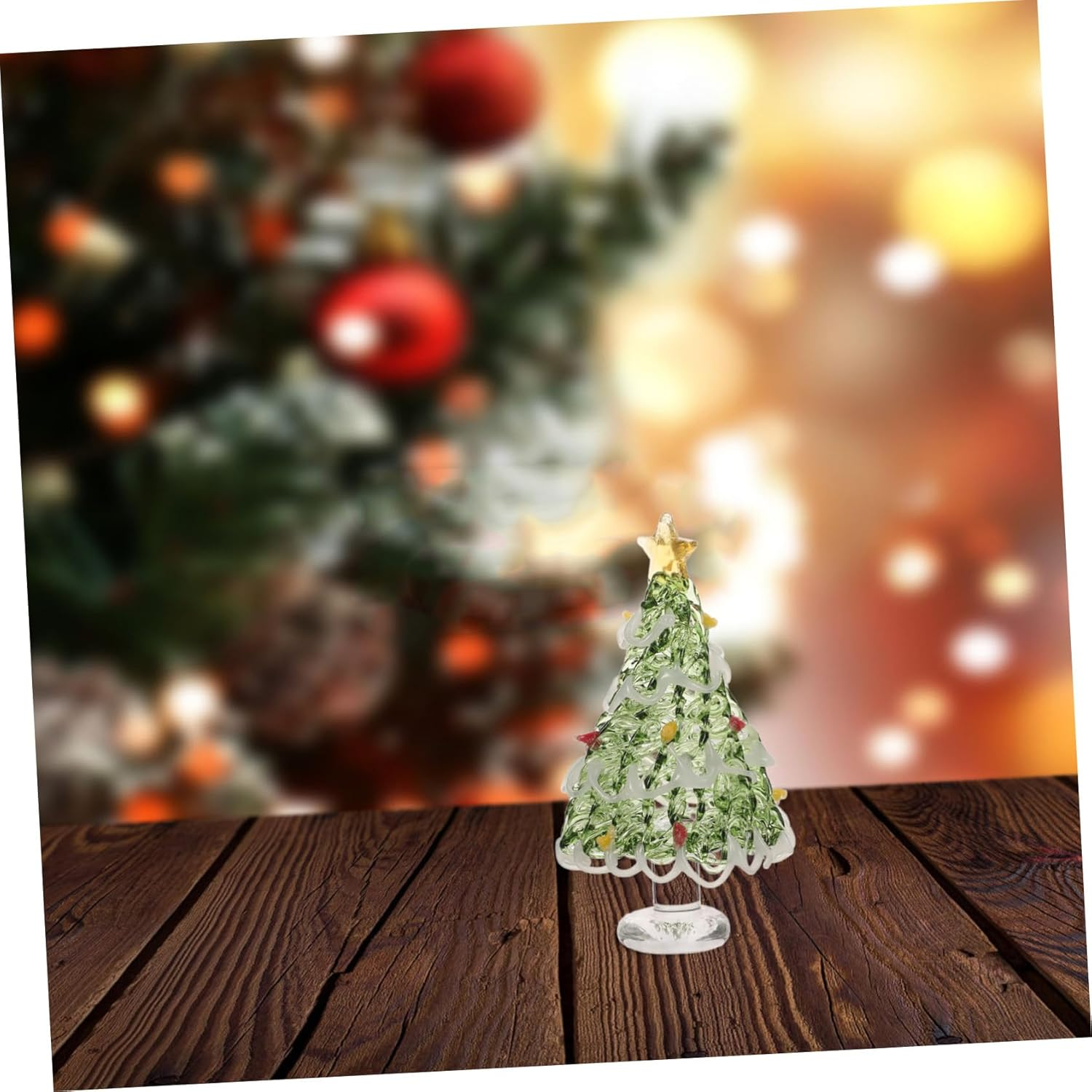 Crystal Glass Christmas Tree Ornament Small Holiday Table Decoration for Festive Celebrations Elegant Pine Tree Centerpiece for Dining and Desk Decor