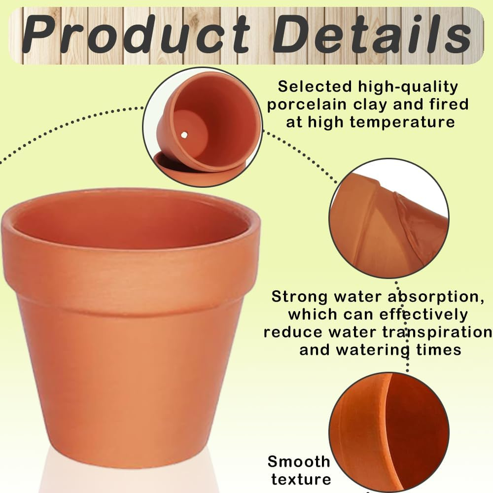 Pack of 12 7 X 6 Cm Terracotta Pots, Small Clay Pots with Drainage Hole, Small Clay Pots for Crafts, Mini Terracotta Clay Pots, Reusable Clay Pot, Terracotta Flower Pot Plants for Room Office image number 2