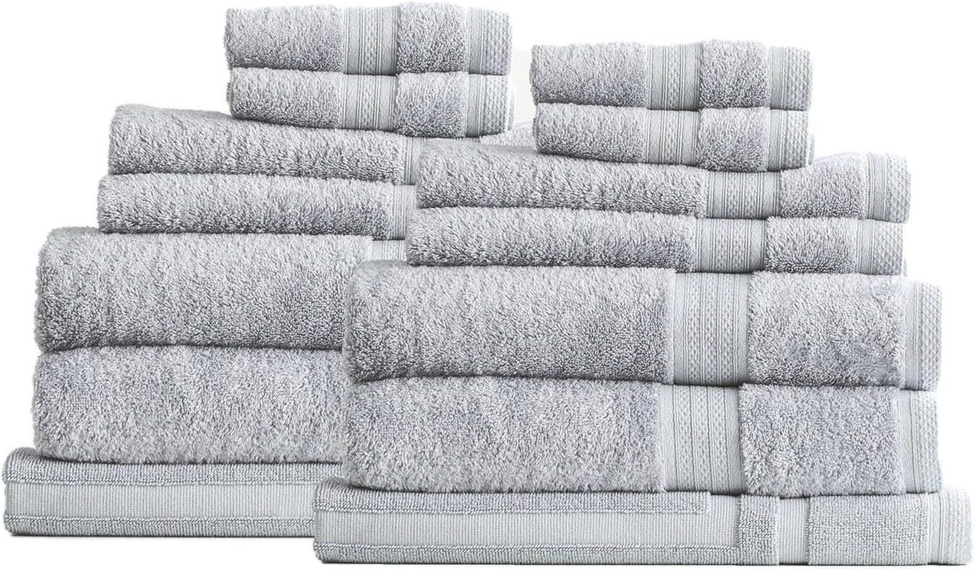 Renee Taylor Stella 650 GSM Bamboo Cotton Bath Towel Packs & Individuals Silver - 5Pc image number 3
