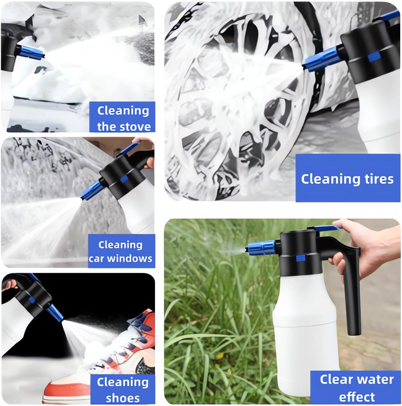 1.5L Electric Foam Sprayer Car Wash Large Capacity 2600Mah USB Rechargeable Foam Pump Sprayer for Home Garden Car Washing Gardening Pet Grooming image number 4