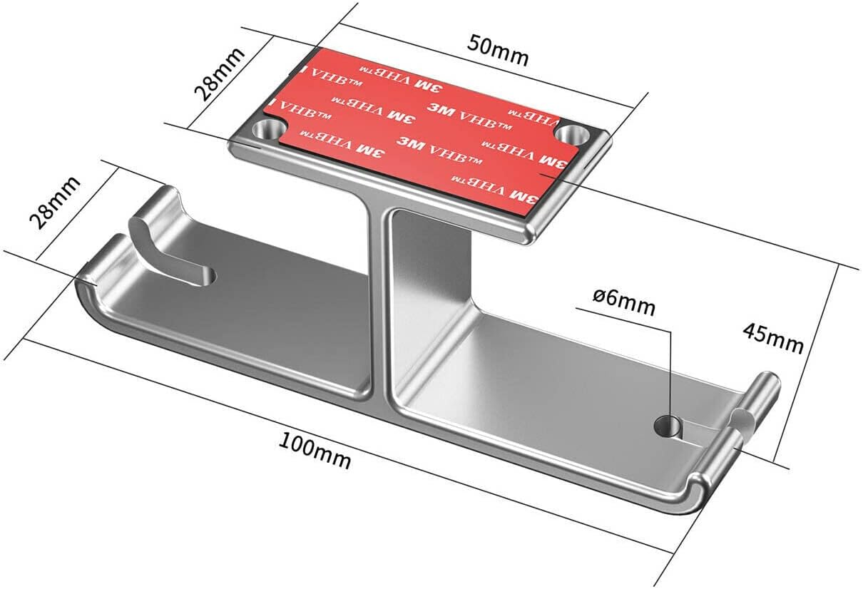 AIMALL Universal DJ Headphone Hanger Hook - Dual Headset Mount Holder under Desk with Cable Organizer, Sturdy Aluminum Alloy, Easy Installation - Silver image number 7