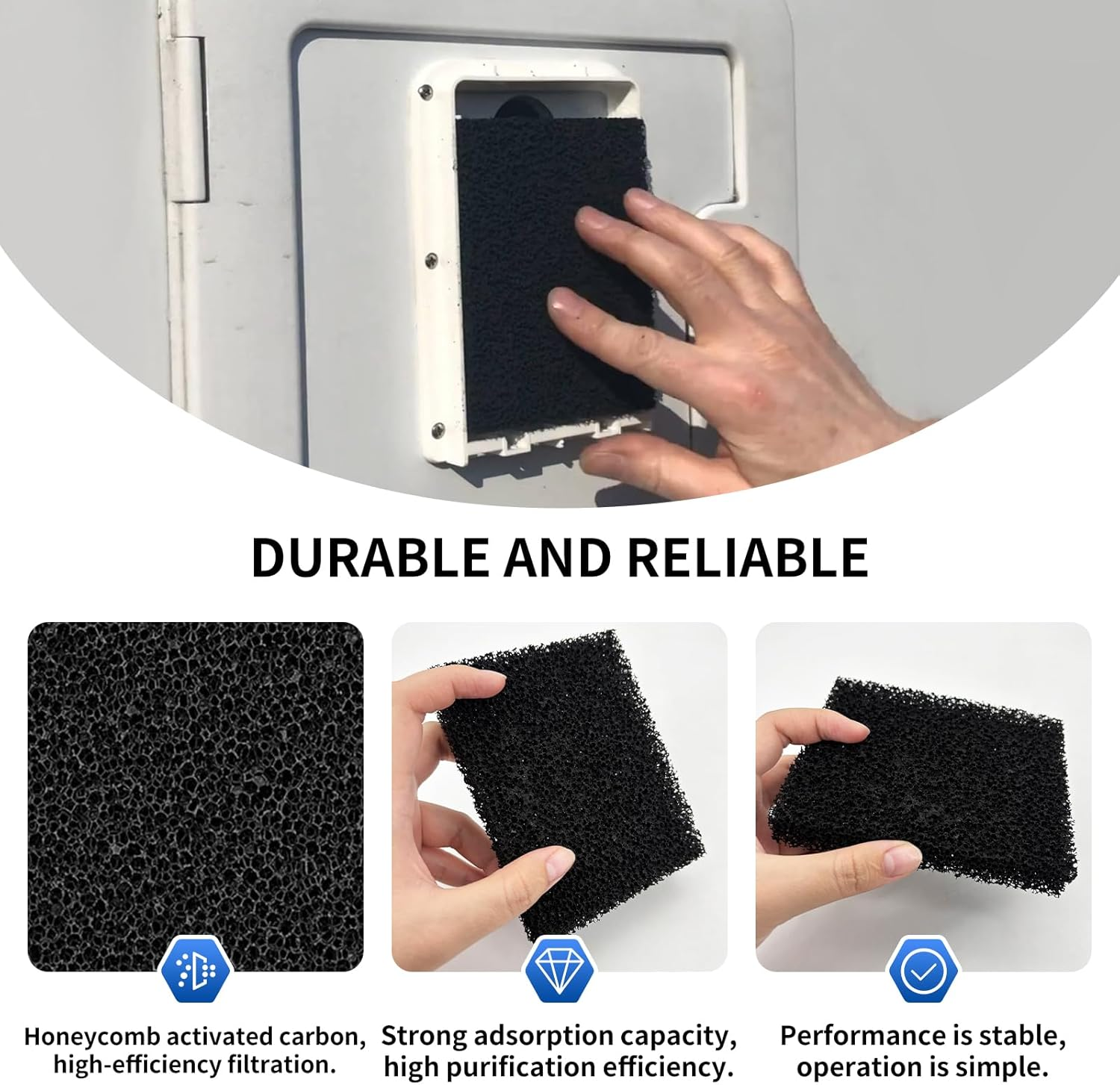 Activated Carbon Filter for SOG Exhaust Systems - Replacement Filter for Motorhomes with SOG Exhaust System Filters, Sponge Filter for Thetford Door Variants, Replacement Parts for Thetford Toilet image number 3