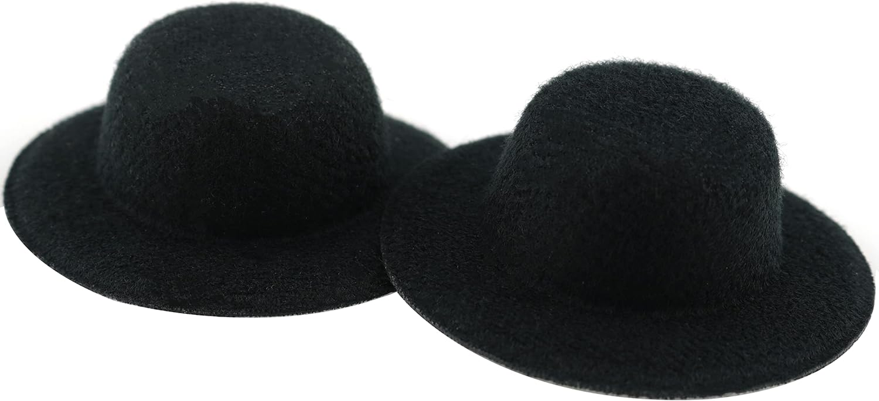 Handmade Small Wide Brim Doll Fedoras: 10Pcs Felt Panama Hats with Flat Tops image number 2