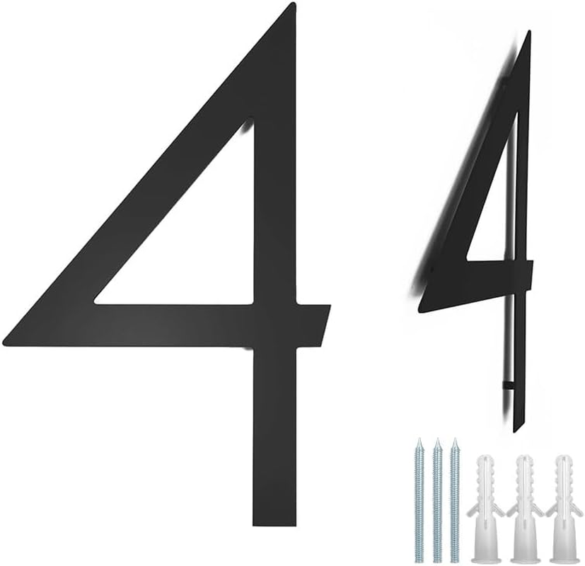 12" Large Stainless Steel Floating House Number, Metal Modern House Numbers, Mailbox Decor Number with Nail Kit for Outdoor Mailbox Yard Home Wall Doorgarage Gate,Coated Black (Black-4) - Black-2 image number 3