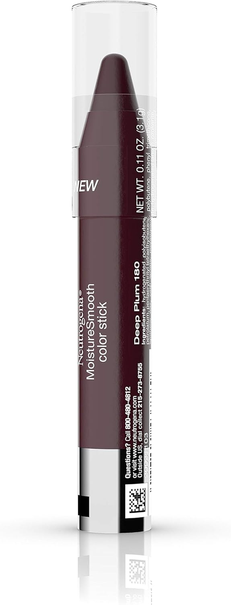 Neutrogena Moisturesmooth Color Lip Stick, 180 Deep Plum, 36 Count image number 6