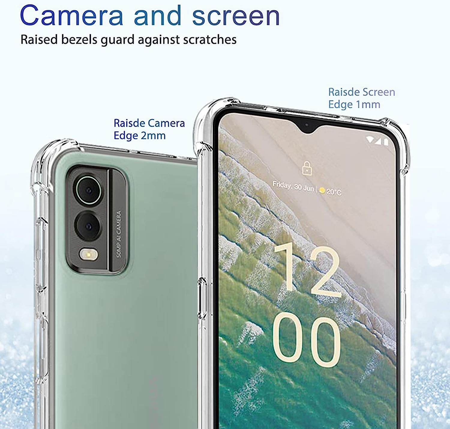 Case for Nokia C32 + [3 Pack] Screen Protector, Electro-Weideworld Ultra Thin Shockproof Soft TPU Clear Protective Case for Nokia C32 image number 3