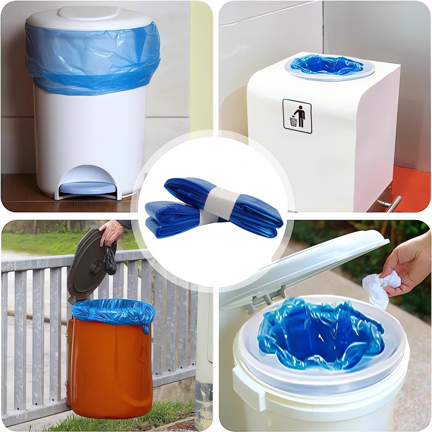 Nappy Bin Refill Bags Newborn Baby Diaper Bin Liner Pails Easy to Use Fast Bag Change Compatible with Genie/Minchkin/Angelcare/Tommee Tippee Twist(4.5M*8Pack/Blue) image number 1