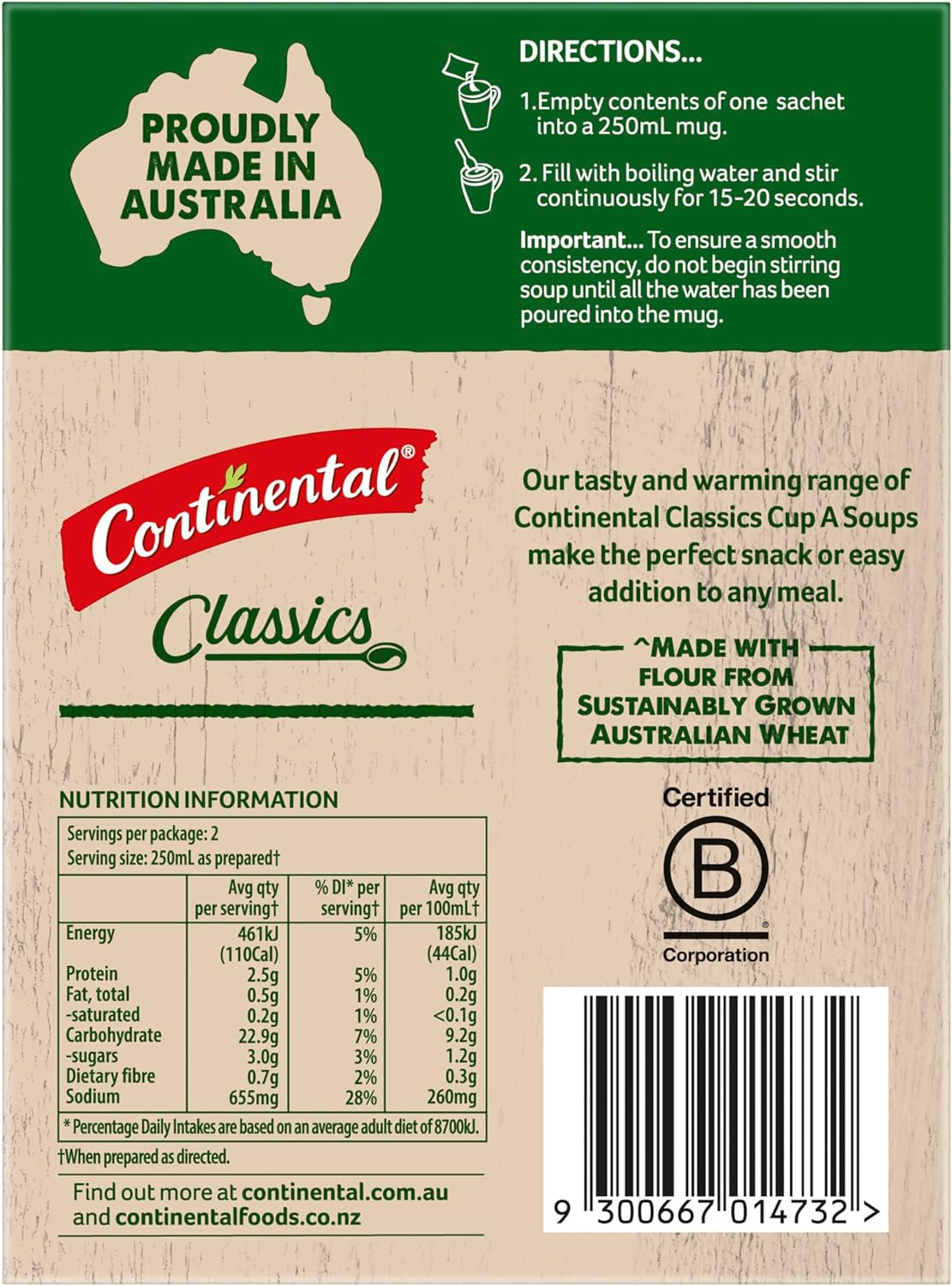 CONTINENTAL Cup-A-Soup | Chicken with Lots of Noodles, 2 Pack, 60G