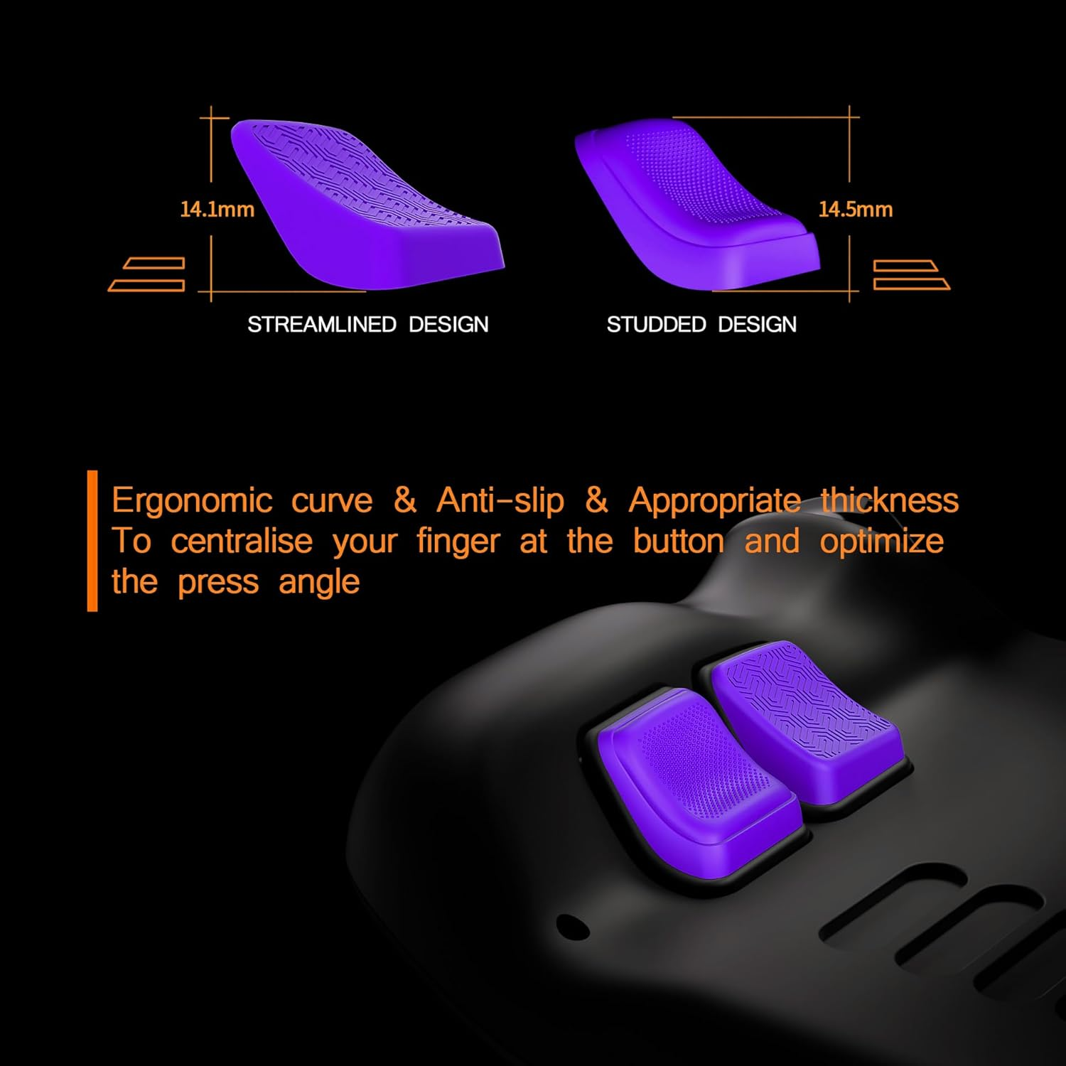 Playvital Mix Version Back Button Enhancement Set for Steam Deck LCD, Grip Improvement Button Protection Kit for Steam Deck OLED - Streamlined & Studded Design - Purple image number 5