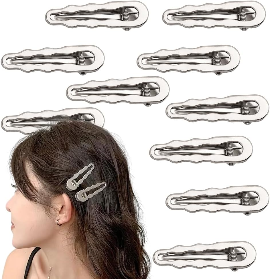 Silver Alligator Hair Clips Y2K Metal Clips for Hair Alligator Barrettes Duck Billed No Bend Hair Clips for Women Girls No Crease Hair Pins Hairpins Hairclips 10 PC Minimalist Hair Accessories