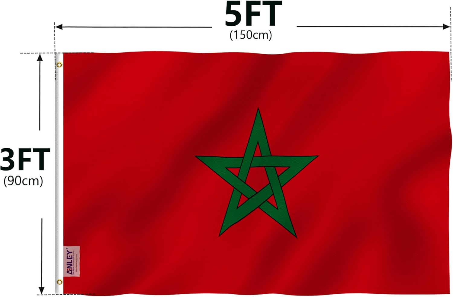 ANLEY Fly Breeze 3X5 Foot Morocco Flag - Vivid Color and UV Fade Resistant - Canvas Header and Double Stitched - Moroccan National Flags Polyester with Brass Grommets 3 X 8 Ft image number 1