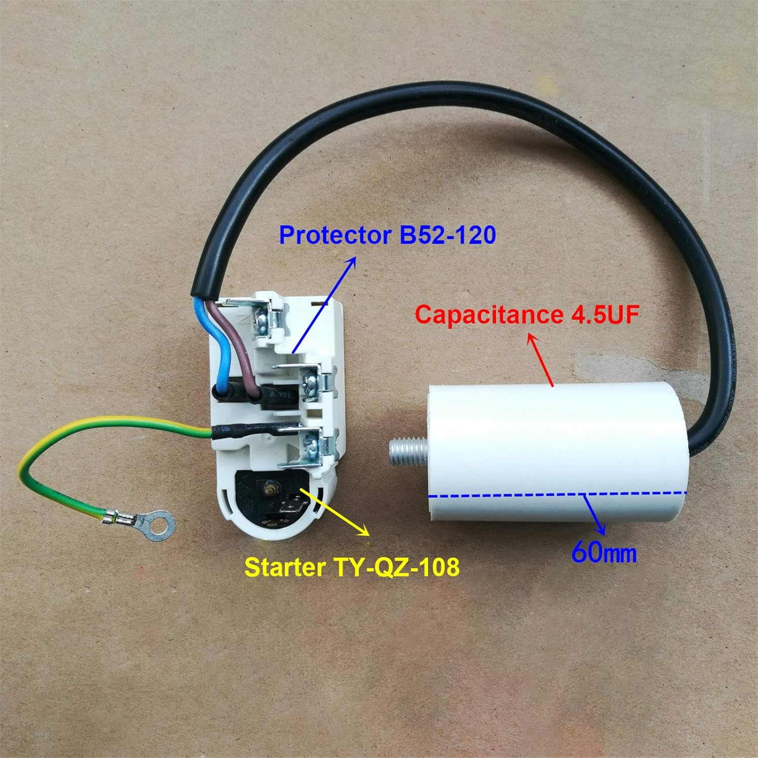 TY-QZ-108 Refrigerator Starter Relay Compressor Protector with 4.5UF Capacitor for Haier Refrigerator image number 3