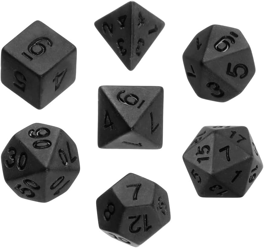 7Pcs Polyhedral Dice Set - Frosted Black Acrylic Dice for Tabletop Roleplaying Games, Includes D20, D12, D10, D8, D6, D4 - Ideal for RPG, Board Games, Party Props image number 3