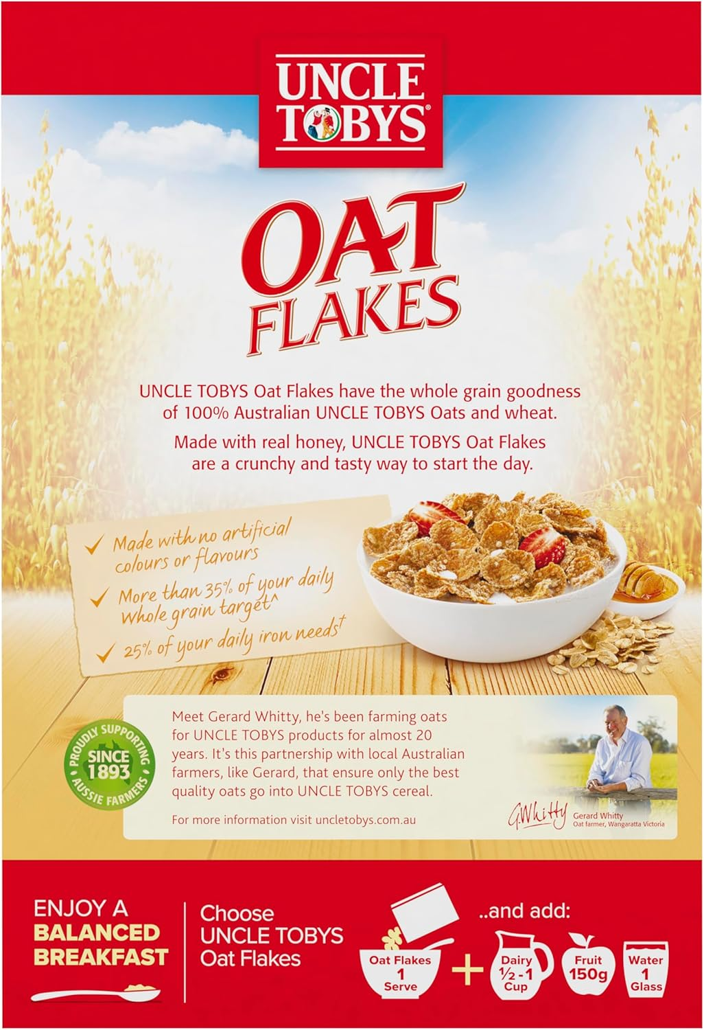Uncle Tobys Oat Flakes Crunchy Flakes Breakfast Cereal 640 G image number 3