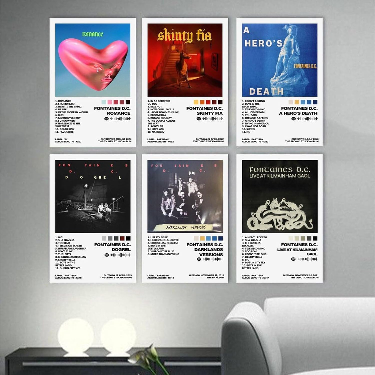 Fontaines Poster D.C. Band Music Album Poster a Set of 6 Canvas Posters Room Aesthetic Festival Family Bedroom Decor Wall Art Home08X12Inch(20X30Cm) Style-6