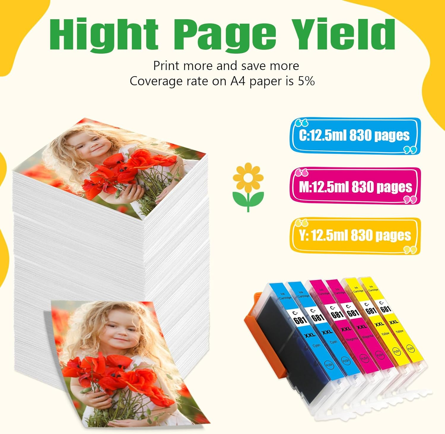 680Xxl 681Xxl Ink Cartridge Compatible for Canon PGI-680 XXL CLI-681 XXL Ink Replacement for Canon PIXMA TR7560 TR8560 TR8660 Tr8660A TS6160 TS6260 TS8160 TS8260 TS9160 TS9560 TS706 (2C2M2Y) image number 3